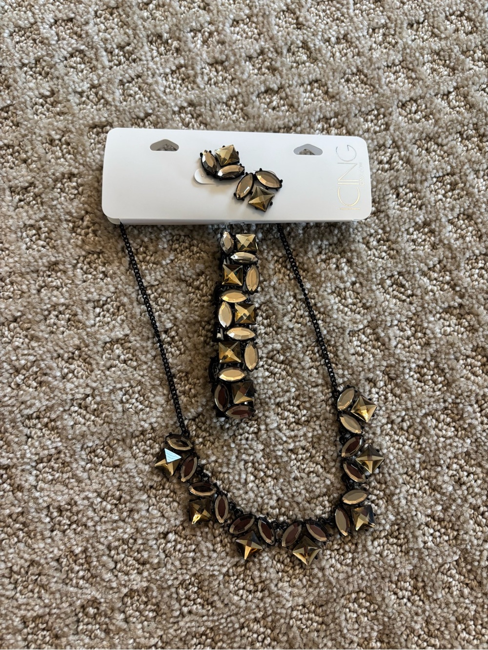Icing Gold-Tone Faceted Statement Necklace, Bracelet & Studs Set